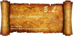 Biró Levente névjegykártya